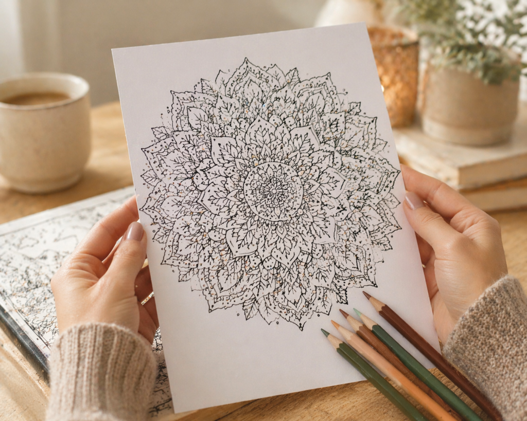 Adult PLR coloring pages mandala design printable