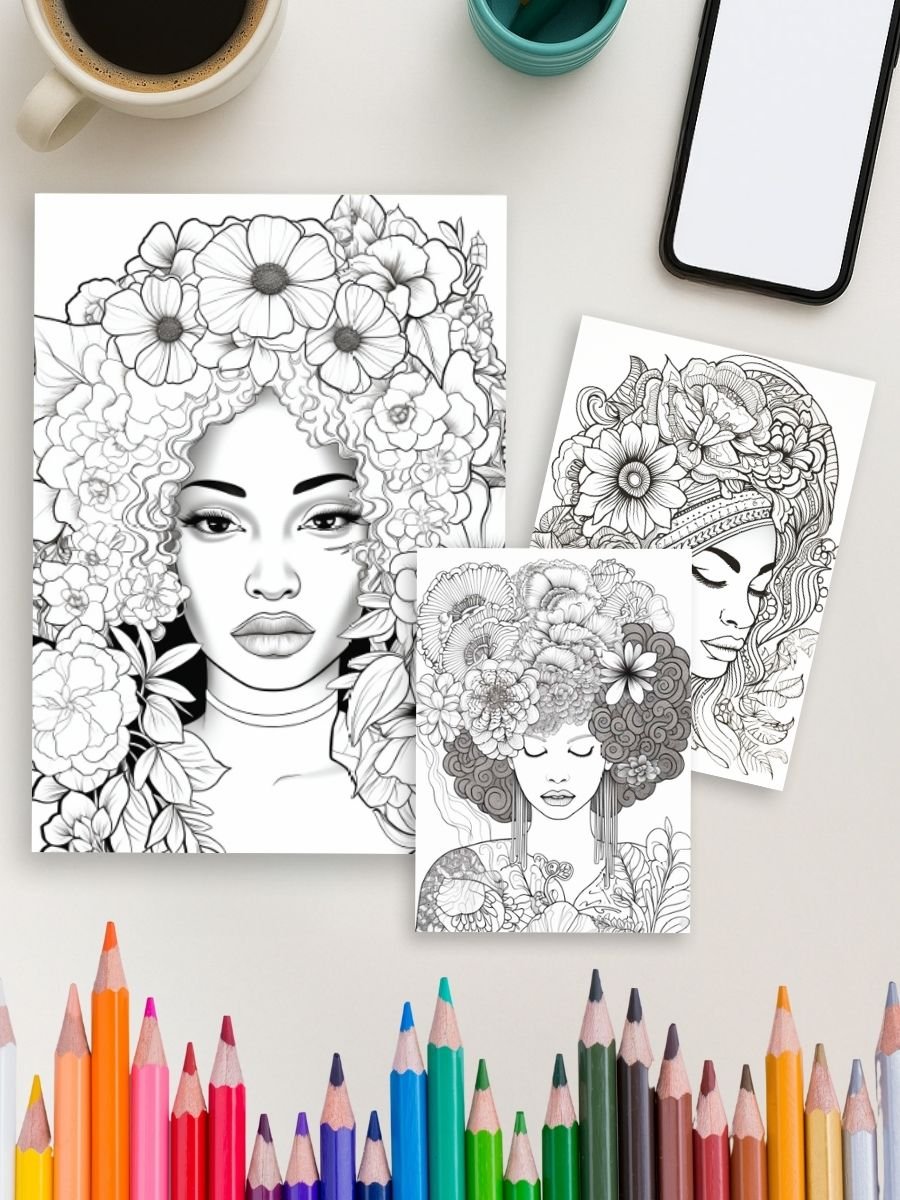 Black Women Coloring Pages – 1366 Page Bundle 4 Black Women Coloring Pages – 1366 Page Bundle - Image 4