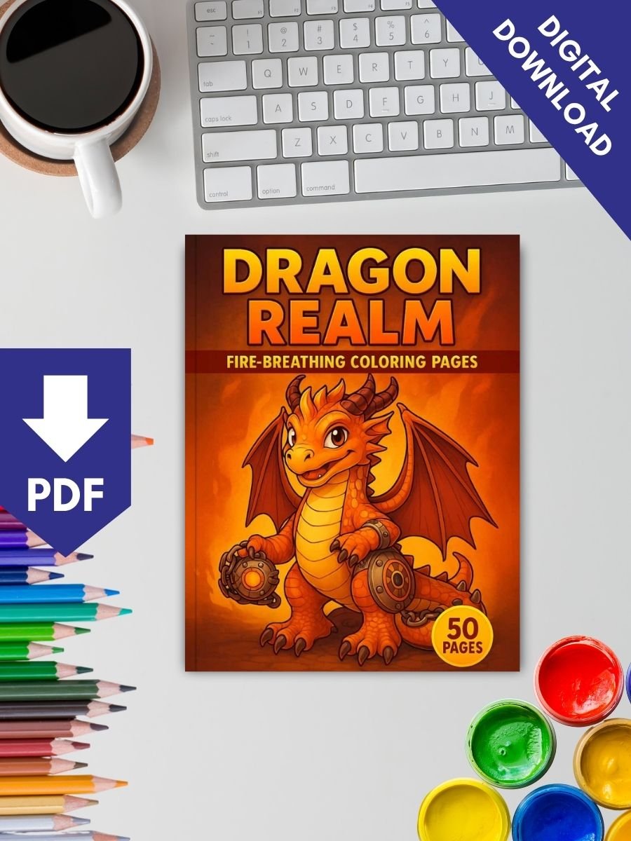Dragon Coloring Pages – Dragon Realm (50 Designs) 2 Dragon Coloring Pages – Dragon Realm (50 Designs) - Image 2
