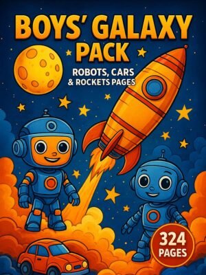 Boys Galaxy Coloring Pages – 324 Robots, Cars & Rockets