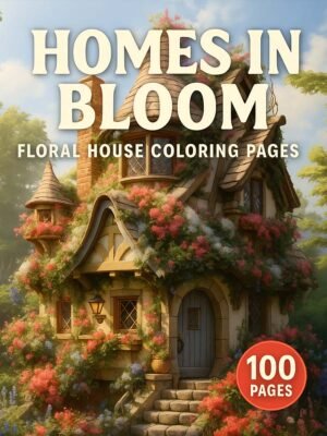 Floral House Coloring Pages – 100 Printable Designs | Instant Download