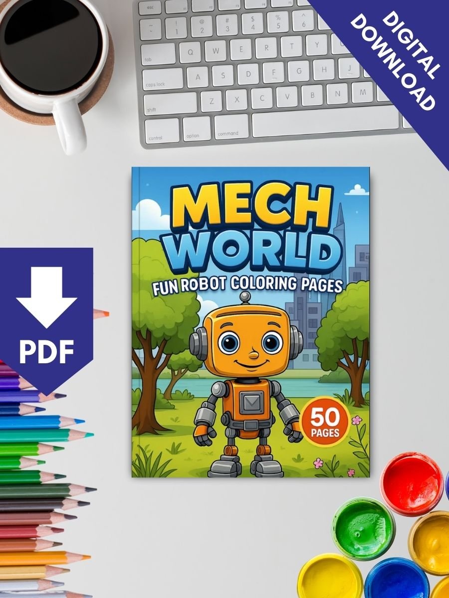 Mech World – 50 Fun Robot Coloring Pages 2 Mech World – 50 Fun Robot Coloring Pages - Image 2