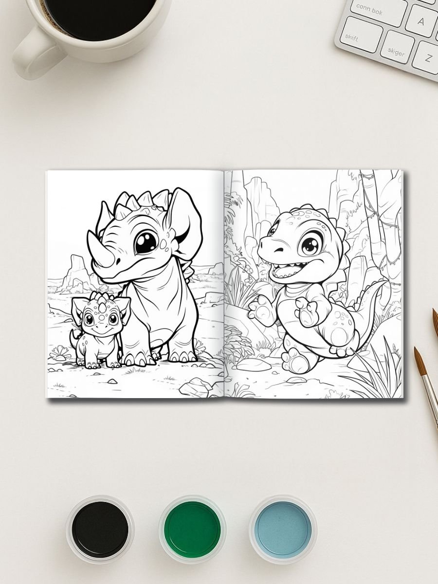 Dino Days – 52 Dinosaur Scene Coloring Pages 3 Dino Days – 52 Dinosaur Scene Coloring Pages - Image 3
