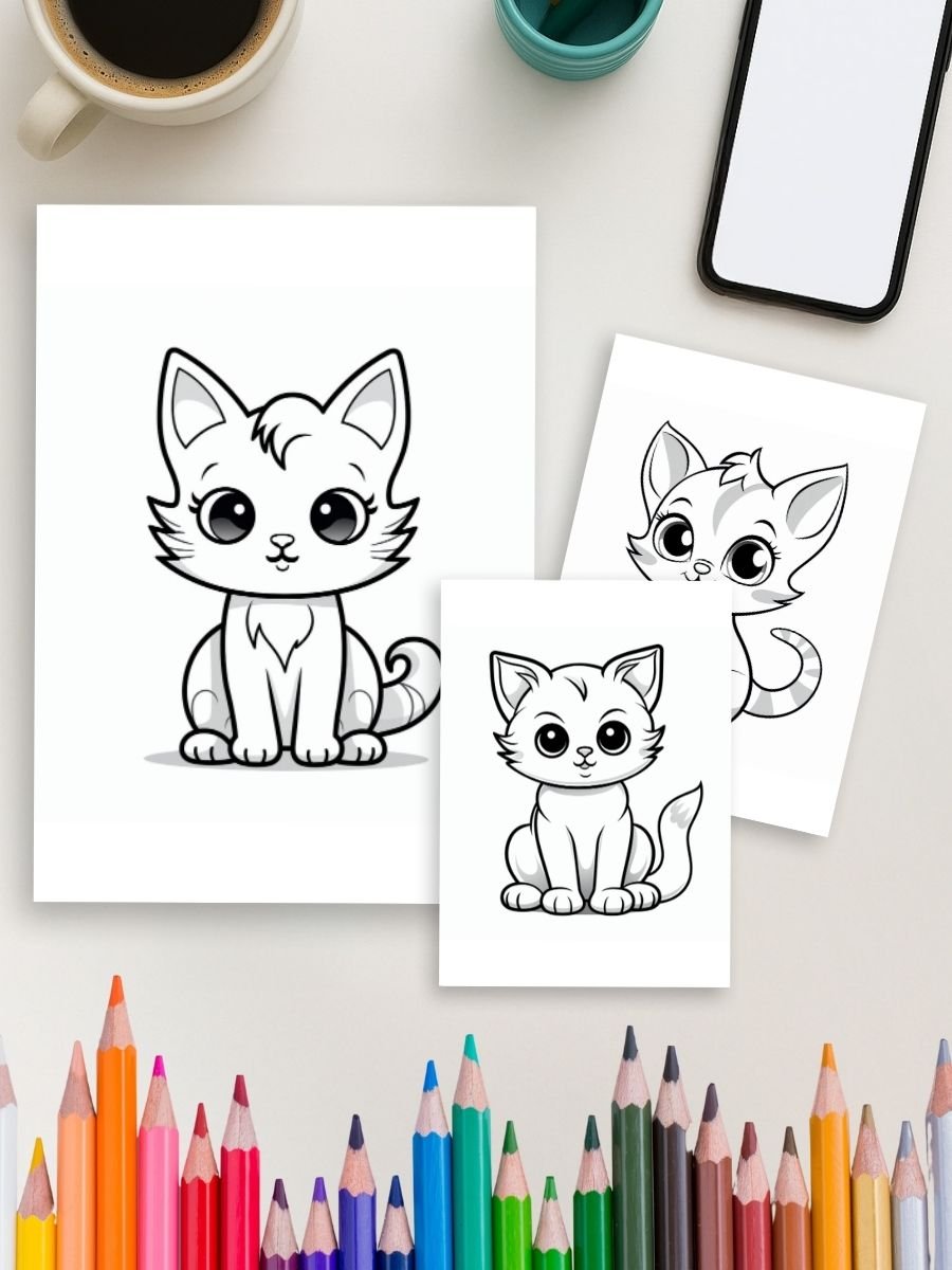 Kitten's Adventures - 21 Cat Coloring Pages 4 Kitten's Adventures - 21 Cat Coloring Pages - Image 4