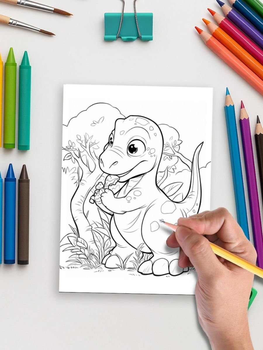 Dino Days – 52 Dinosaur Scene Coloring Pages 5 Dino Days – 52 Dinosaur Scene Coloring Pages - Image 5
