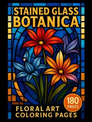 Stained Glass Coloring Pages – 180 Printable Botanical Designs | Instant Download
